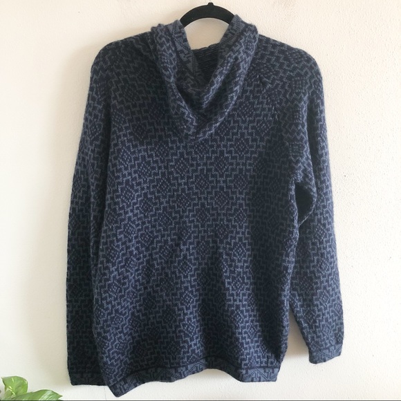 BLUE hooded zip up knit soft cozy sweater - Picture 7 of 12